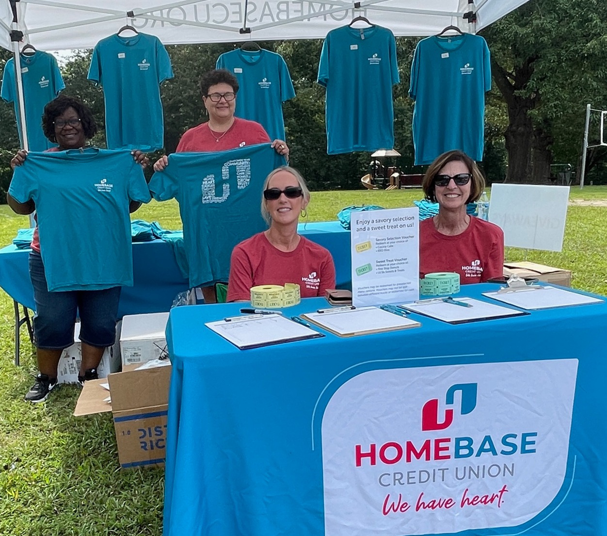 staff giving away t-shirts