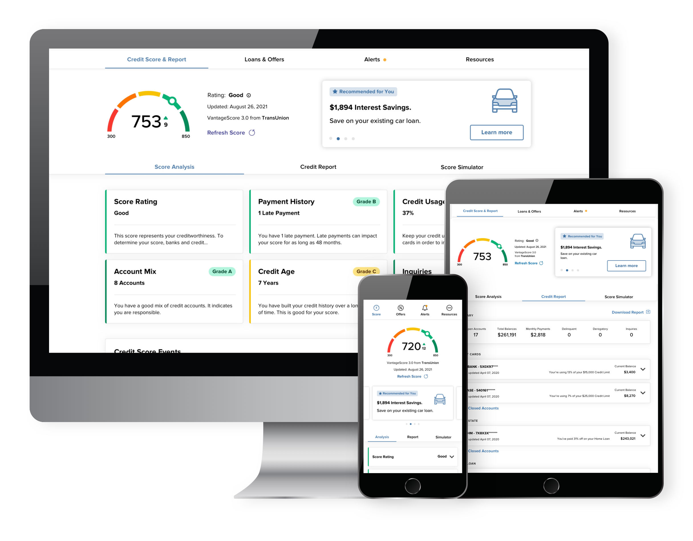 Devices showing SavvyMoney