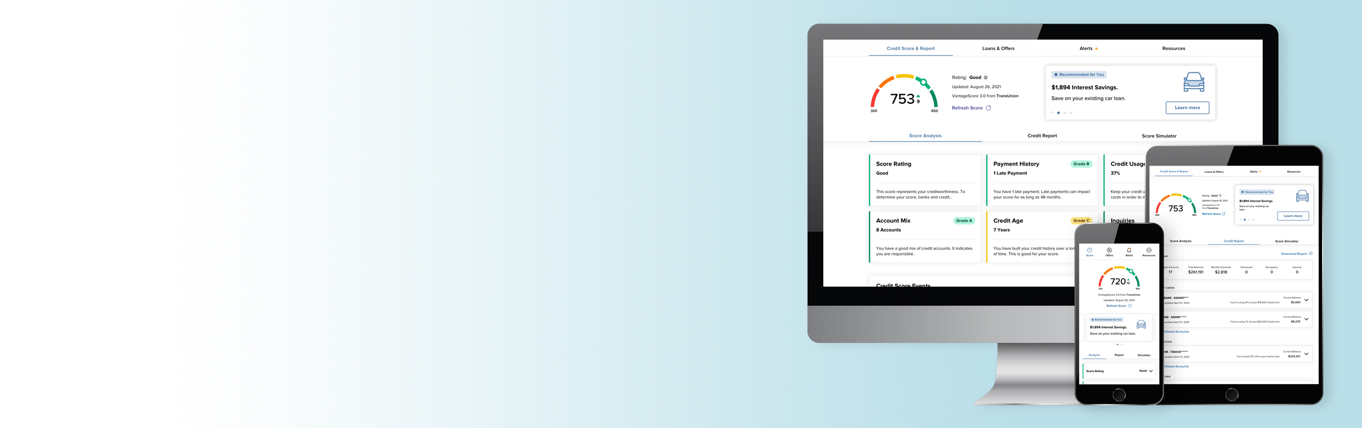 devices showing SavvyMoney Credit Score